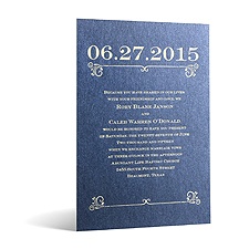 Classical Date in Foil Print- Sapphire Shimmer - Invitation