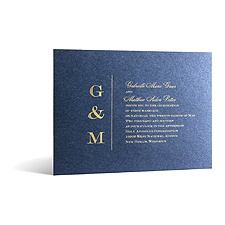 Classical Monogram in Foil Print - Sapphire Shimmer - Invitation