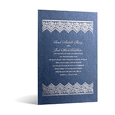 Luminous Lace in Foil Print - Sapphire Shimmer - Invitation