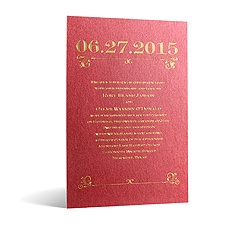 Classical Date in Foil Print - Garnet Shimmer - Invitation