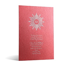 Deco Sunburst in Foil Print - Garnet Shimmer - Invitation