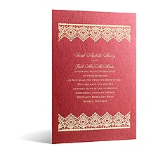 Luminous Lace in Foil Print - Garnet Shimmer - Invitation