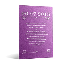 Classical Date in Foil Print - Violet Shimmer - Invitation
