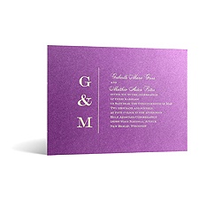 Classical Monogram in Foil Print - Violet Shimmer - Invitation