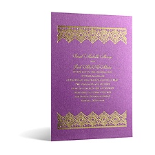 Luminous Lace in Foil Print - Violet Shimmer - Invitation
