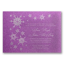 Shimmering Snowfall in Foil Print - Violet Shimmer - Invitation