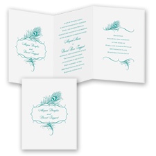 Peacock Monogram - Jade - Invitation
