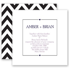 Chevron Sweethearts - Lapis - Invitation