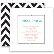 Chevron Sweethearts - Malibu - Invitation