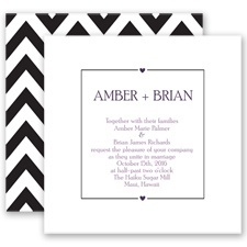 Chevron Sweethearts - Plum - Invitation