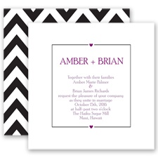 Chevron Sweethearts - Sangria - Invitation