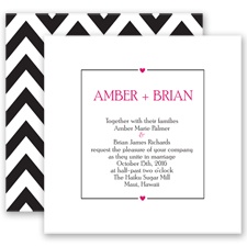 Chevron Sweethearts - Watermelon - Invitation