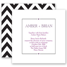 Chevron Sweethearts - Wisteria - Invitation
