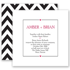 Chevron Sweethearts - Poppy - Invitation