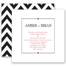 Chevron Sweethearts - Chocolate - Invitation