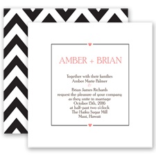 Chevron Sweethearts - Coral Reef - Invitation