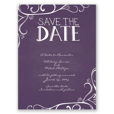 Fanciful Chalkboard - Plum - Save the Date
