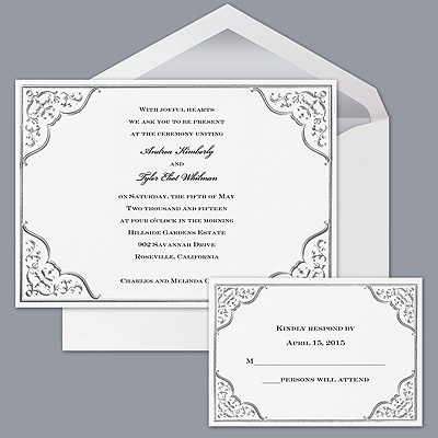 Silver Filigree Border - Invitation
