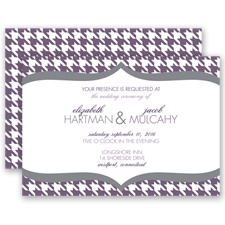 Happily Houndstooth - Plum - Invitation