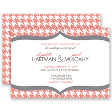 Happily Houndstooth - Guava - Invitation