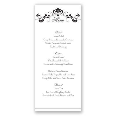 Epic Romance - Menu Card