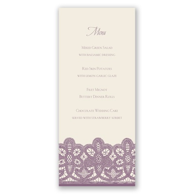 Wrapped In Lace - Menu Card