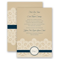 Wrapped In Lace - Peacock - Invitation