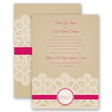 Wrapped In Lace - Watermelon - Invitation