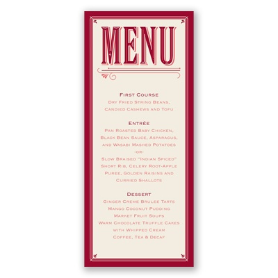 Today is the Day - Apple - Menu Card
