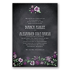 Blooming Chalkboard - Sangria - Invitation