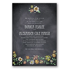 Blooming Chalkboard - Tangerine - Invitation