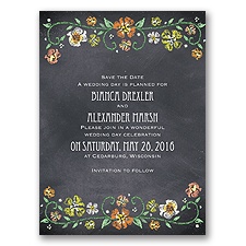 Blooming Chalkboard - Tangerine - Save the Date
