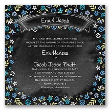 Floral Chalkboard - Cornflower - Invitation