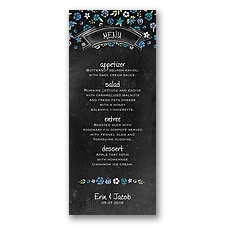 Floral Chalkboard - Cornflower - Menu Card