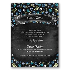 Floral Chalkboard - Cornflower - Save the Date
