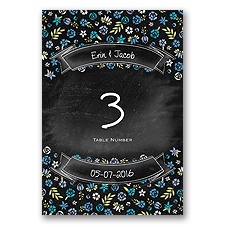 Floral Chalkboard - Cornflower- Table Number