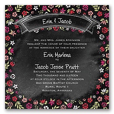 Floral Chalkboard - Poppy - Invitation