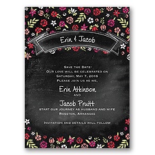 Floral Chalkboard - Poppy - Save the Date