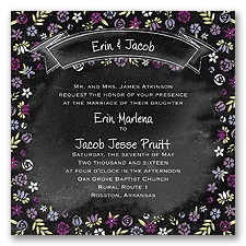 Floral Chalkboard - Sangria - Invitation