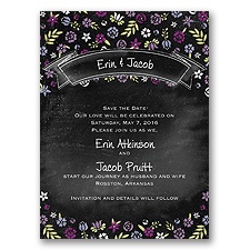 Floral Chalkboard - Sangria - Save the Date