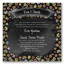 Floral Chalkboard - Tangerine - Invitation