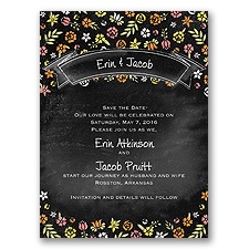 Floral Chalkboard - Tangerine - Save the Date