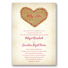 Burlap Heart - Poppy - Invitation
