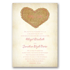 Burlap Heart - Coral Reef - Invitation