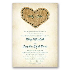 Burlap Heart - Gem - Invitation