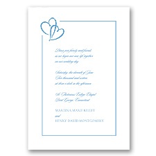 Bordered Hearts - Cornflower - Invitation