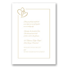 Bordered Hearts - Golden - Invitation