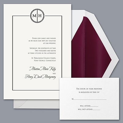Bordered Monogram Invitation