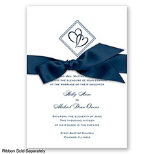 Diamond Hearts - Peacock - Invitation