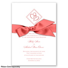 Diamond Hearts - Coral Reef - Invitation